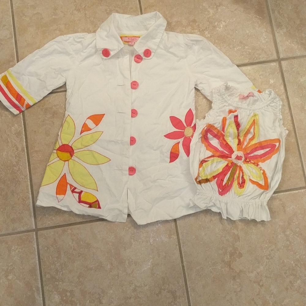 Special floral girls long coat and matching shirt